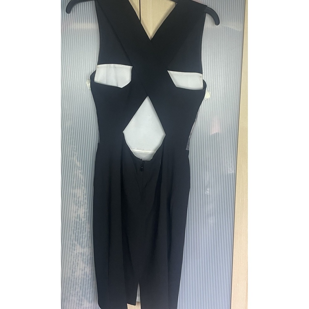 BCBG Maxazria Dress Womens Sz 6 Black White Sleeveless Sheath Party Wedding - Picture 3 of 5